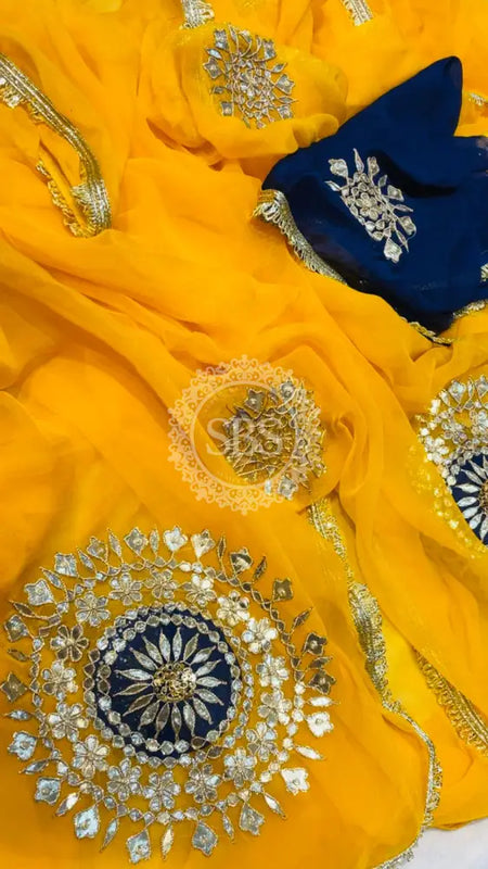 Pure Chifon mandana Kacchi patti Saree Saree