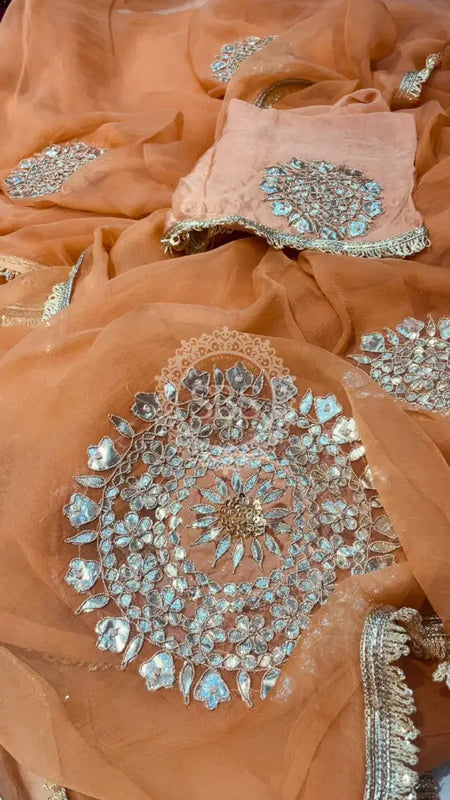 Pure Chifon mandana Kacchi patti Saree Saree