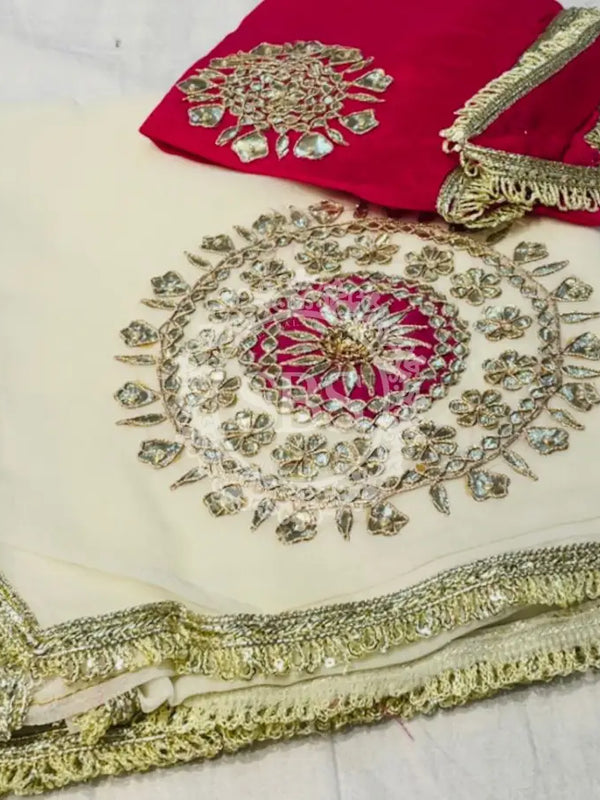 Pure Chifon mandana Kacchi patti Saree Saree