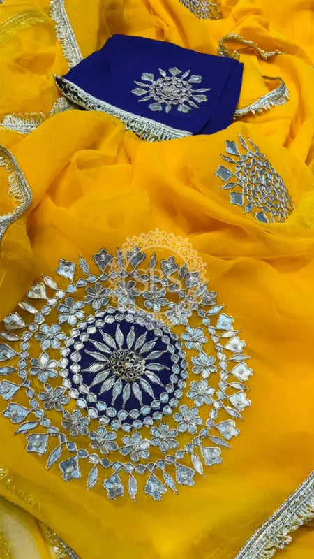 Pure Chifon mandana Kacchi patti Saree Saree