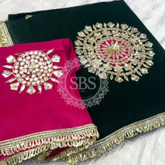 Pure Chifon mandana Kacchi patti Saree Saree
