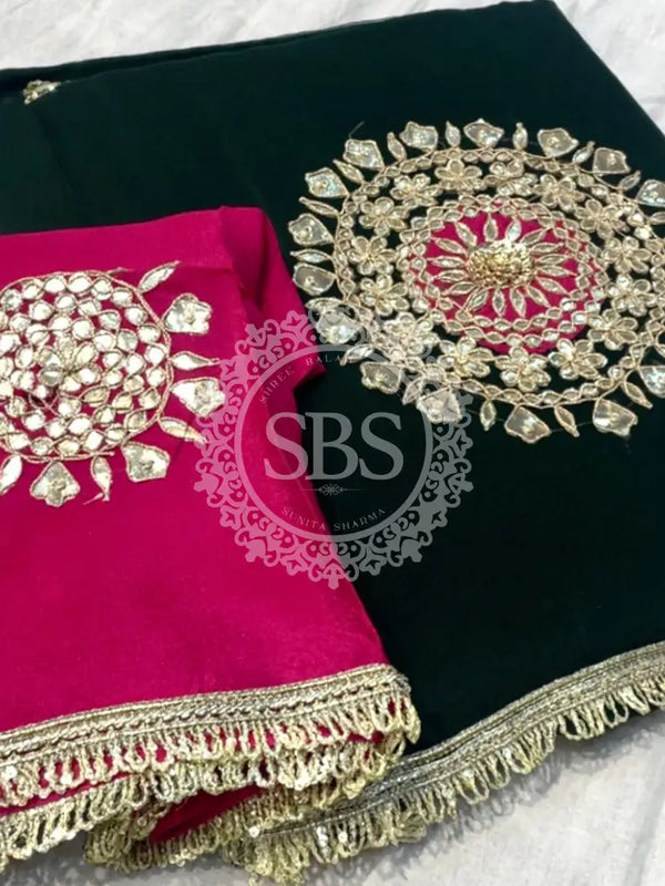 Pure Chifon mandana Kacchi patti Saree Saree