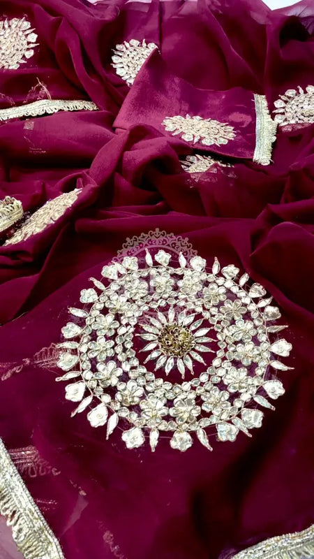 Pure Chifon mandana Kacchi patti Saree Saree