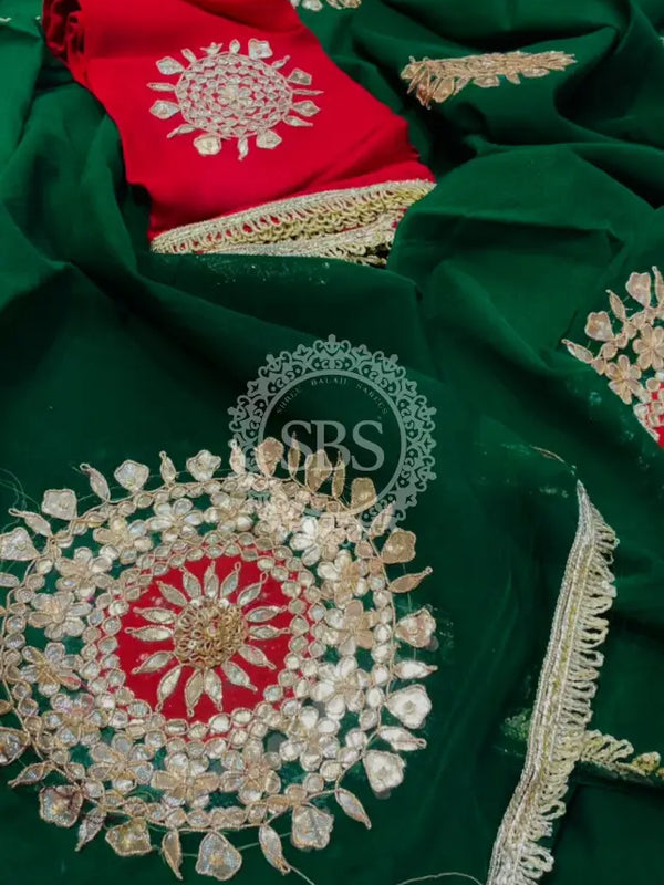 Pure Chifon mandana Kacchi patti Saree Saree