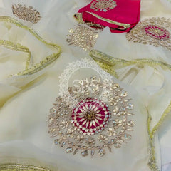 Pure Chifon mandana Kacchi patti Saree Saree