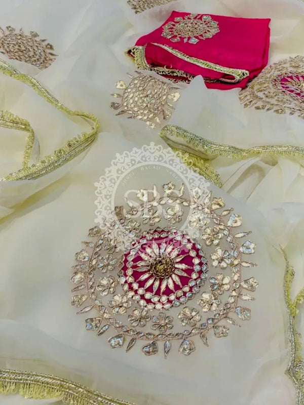 Pure Chifon mandana Kacchi patti Saree Saree