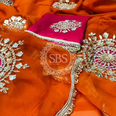 Pure Chifon mandana Kacchi patti Saree Saree