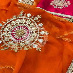 Pure Chifon mandana Kacchi patti Saree Saree