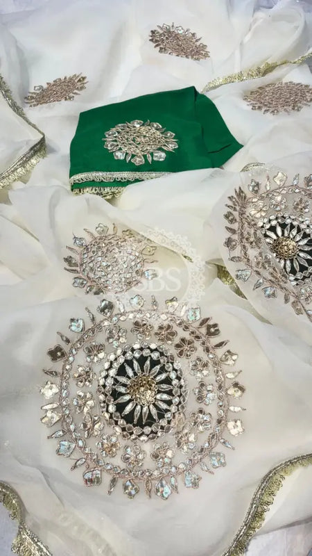 Pure Chifon mandana Kacchi patti Saree Saree