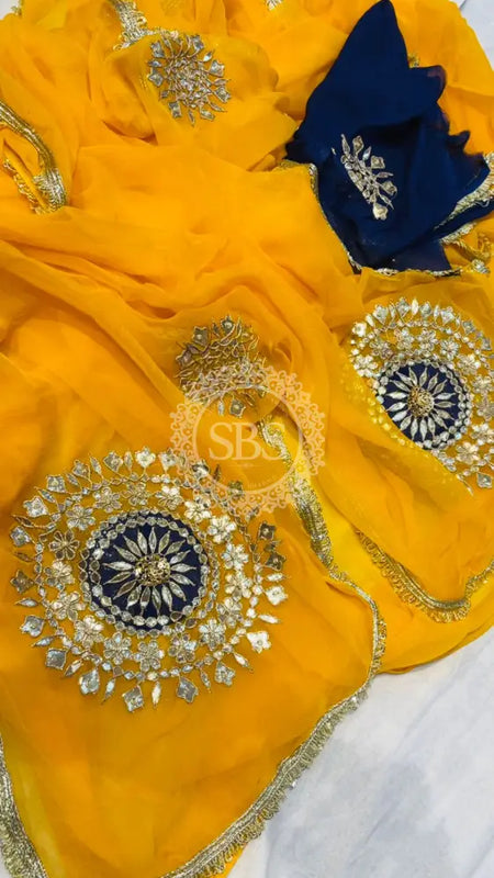 Pure Chifon mandana Kacchi patti Saree Saree