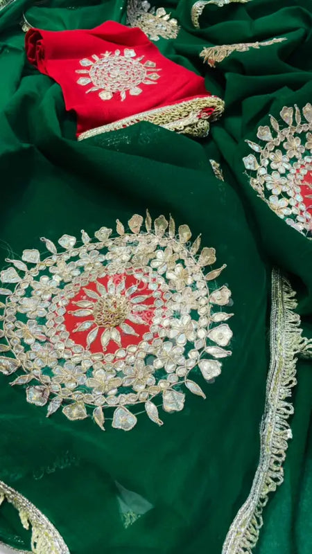 Pure Chifon mandana Kacchi patti Saree Saree
