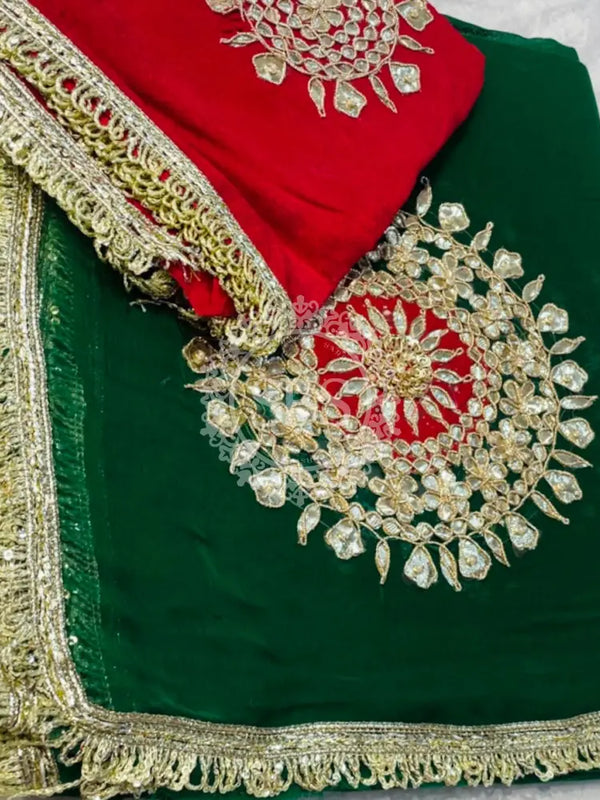 Pure Chifon mandana Kacchi patti Saree Saree
