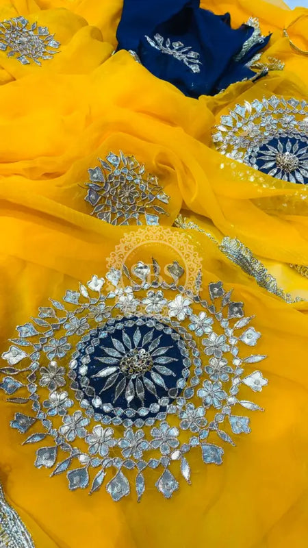 Pure Chifon mandana Kacchi patti Saree Saree