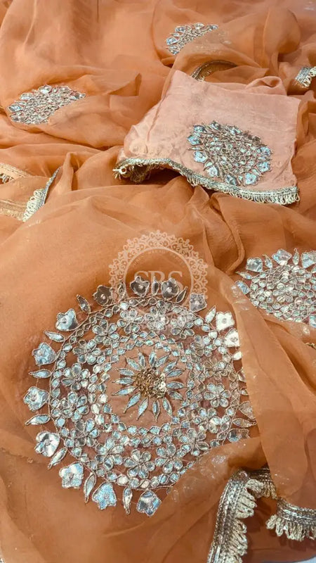 Pure Chifon mandana Kacchi patti Saree Saree