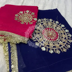 Pure Chifon mandana Kacchi patti Saree Saree