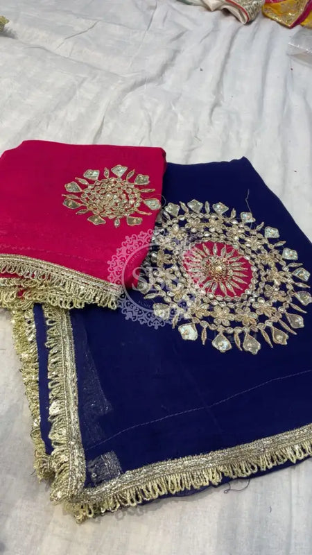 Pure Chifon mandana Kacchi patti Saree Saree