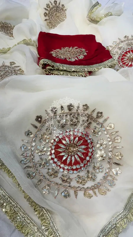 Pure Chifon mandana Kacchi patti Saree Saree