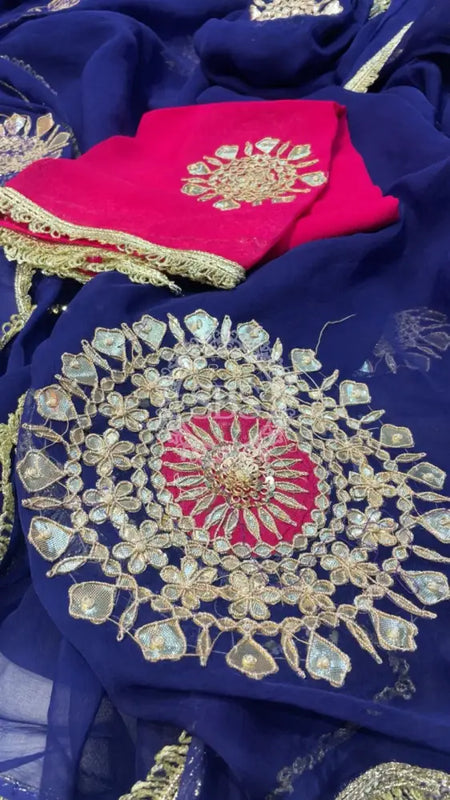 Pure Chifon mandana Kacchi patti Saree Saree