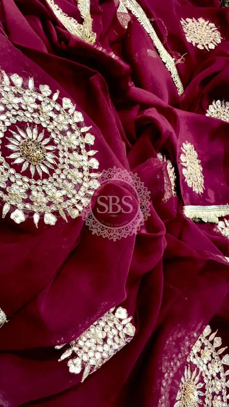 Pure Chifon mandana Kacchi patti Saree Saree