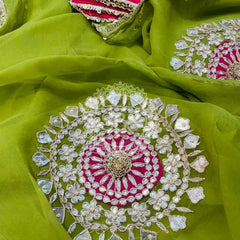 Pure Chifon mandana Kacchi patti Saree Saree
