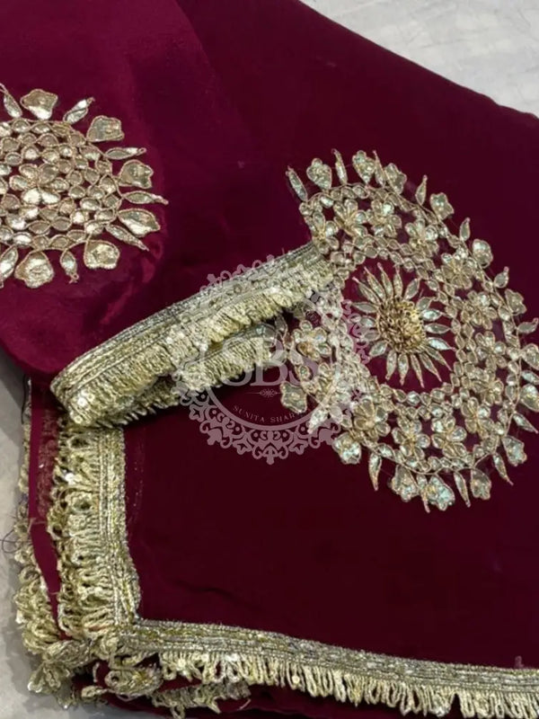 Pure Chifon mandana Kacchi patti Saree Saree