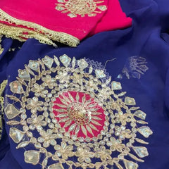 Pure Chifon mandana Kacchi patti Saree Saree