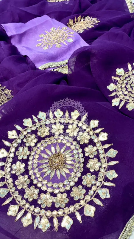 Pure Chifon mandana Kacchi patti Saree Saree