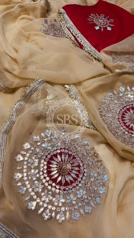 Pure Chifon mandana Kacchi patti Saree Saree