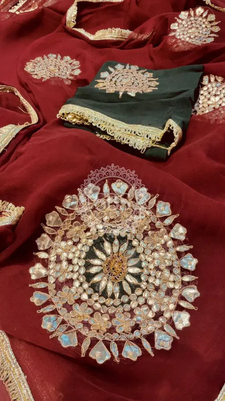 Pure Chifon mandana Kacchi patti Saree Saree