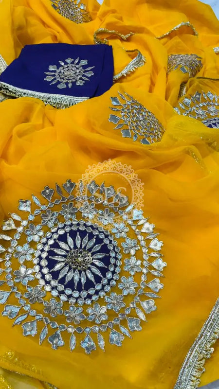 Pure Chifon mandana Kacchi patti Saree Saree