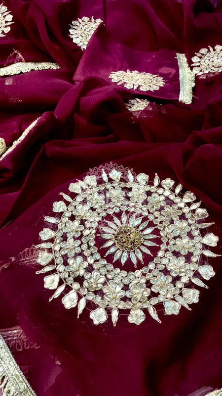 Pure Chifon mandana Kacchi patti Saree Saree