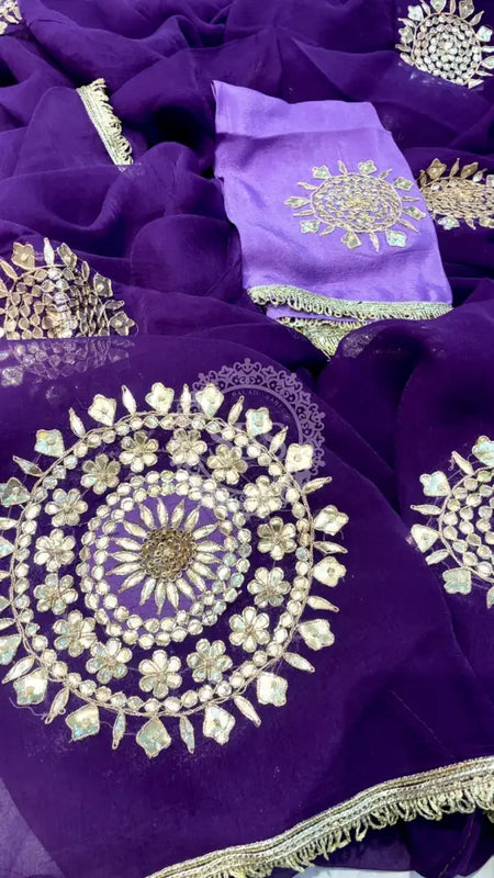 Pure Chifon mandana Kacchi patti Saree Saree