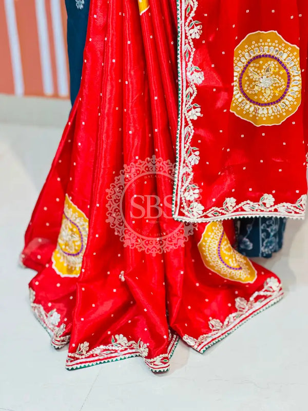 PURE CHINON GOTA PATTI SAREE