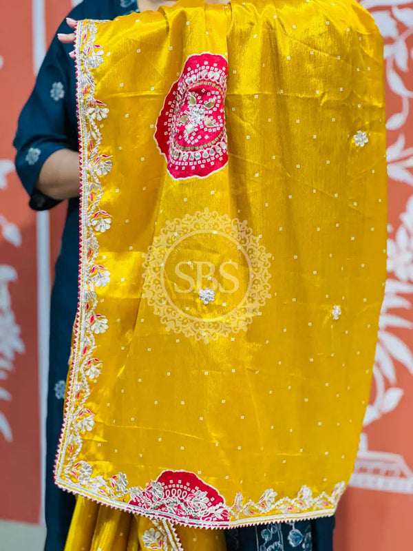 PURE CHINON GOTA PATTI SAREE