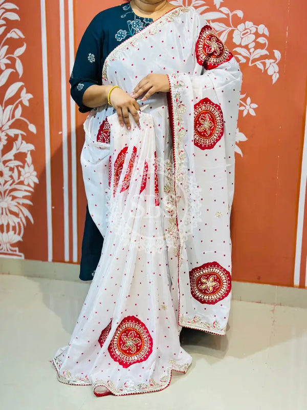 PURE CHINON GOTA PATTI SAREE