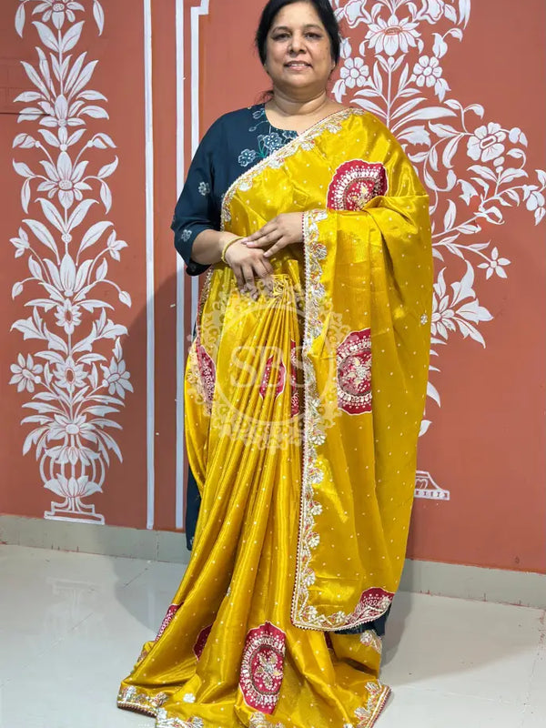 PURE CHINON GOTA PATTI SAREE