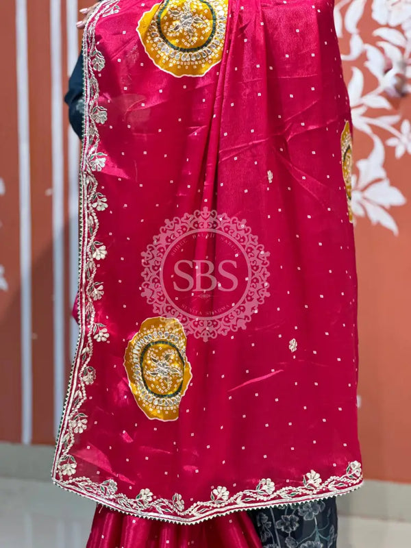 PURE CHINON GOTA PATTI SAREE