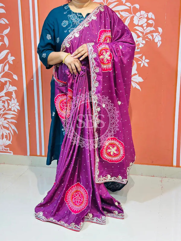 PURE CHINON GOTA PATTI SAREE