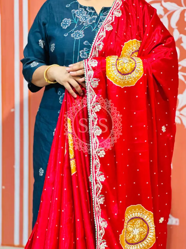 PURE CHINON GOTA PATTI SAREE