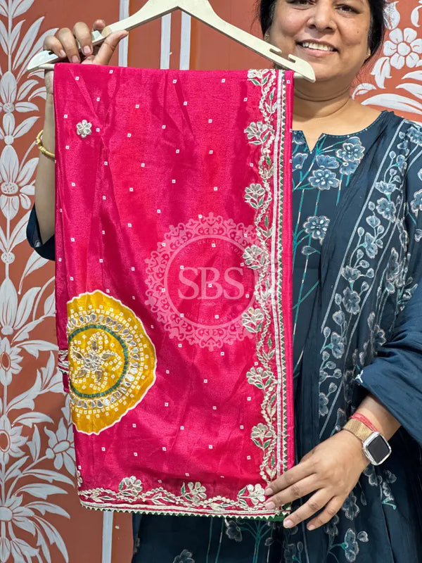 PURE CHINON GOTA PATTI SAREE