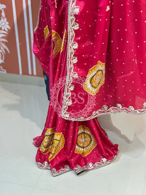 PURE CHINON GOTA PATTI SAREE