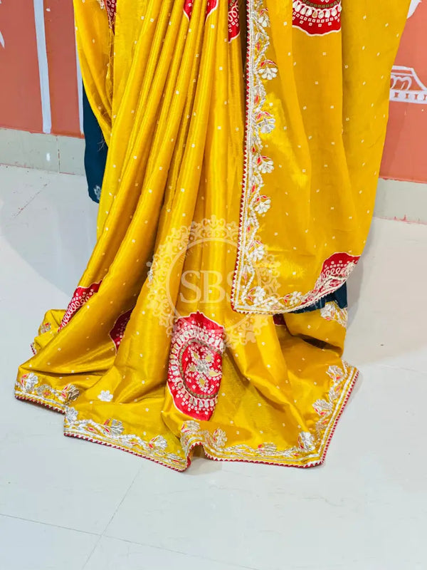 PURE CHINON GOTA PATTI SAREE