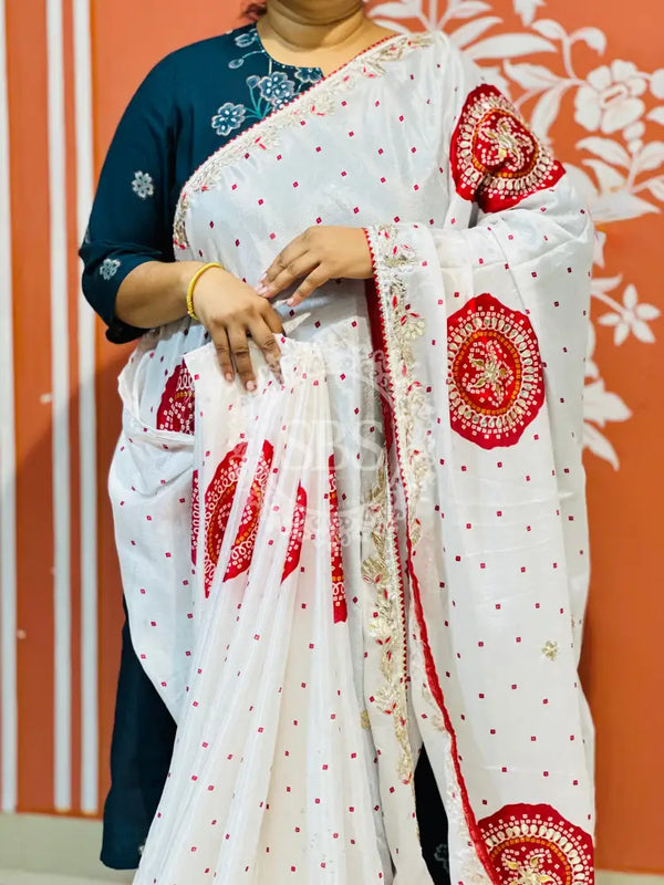 PURE CHINON GOTA PATTI SAREE
