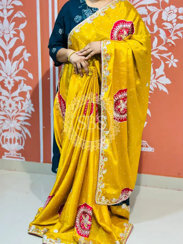 PURE CHINON GOTA PATTI SAREE