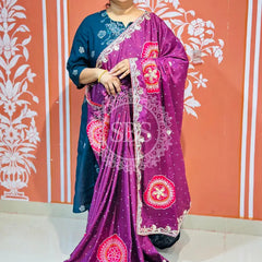 PURE CHINON GOTA PATTI SAREE Burgundy