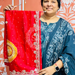 PURE CHINON GOTA PATTI SAREE Red