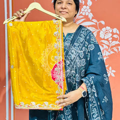 PURE CHINON GOTA PATTI SAREE Yellow