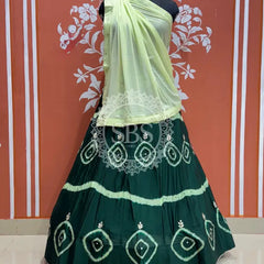 PURE CHINON HANDWORK GOTA PATTI LEHENGA Green / Free Size