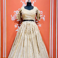 PURE CHINON LEHENGA WITH BHANDEJ DUPATTA AND STITCHED BLOUSE Wine / Free Size