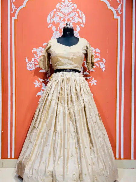 PURE CHINON LEHENGA WITH BHANDEJ DUPATTA AND STITCHED BLOUSE Wine / Free Size